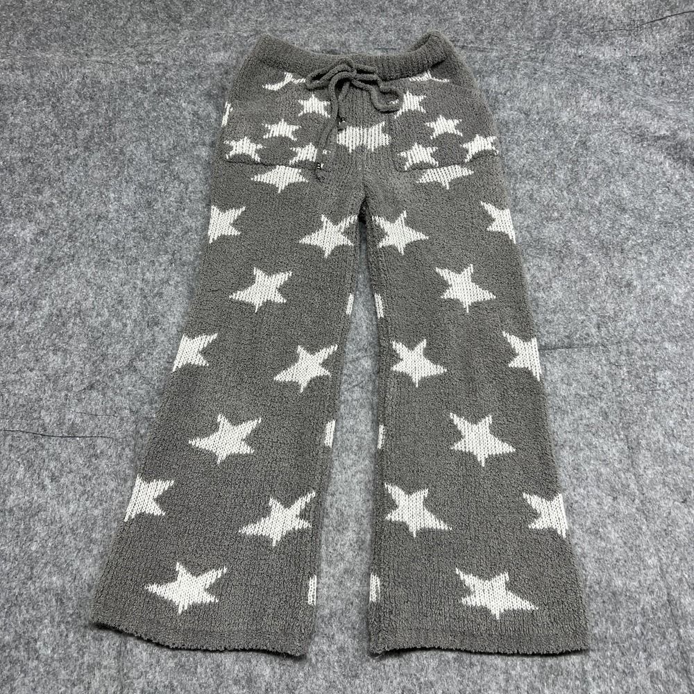 POL Pants Womens L Gray Cozy Knit Star Print Drawstring Lounge Sweatpants